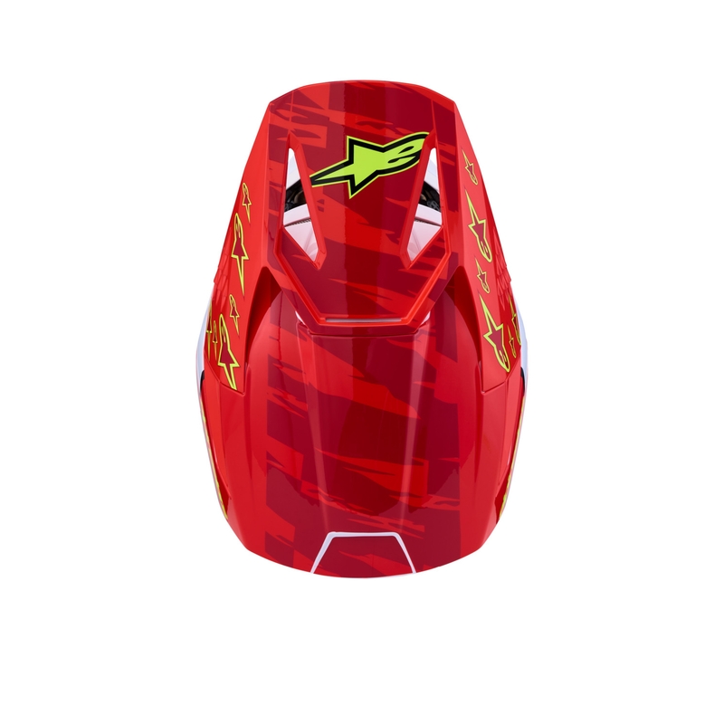 Casco de motocross Alpinestars S-M3 Falcon rojo flúor-blanco