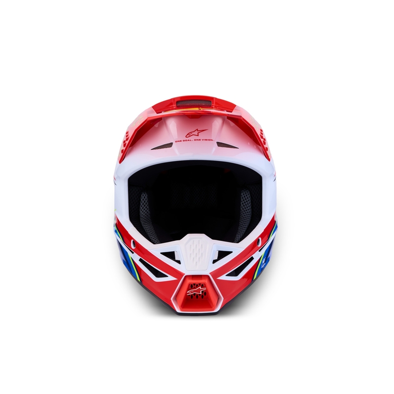 Casco de motocross Alpinestars S-M3 Falcon rojo flúor-blanco