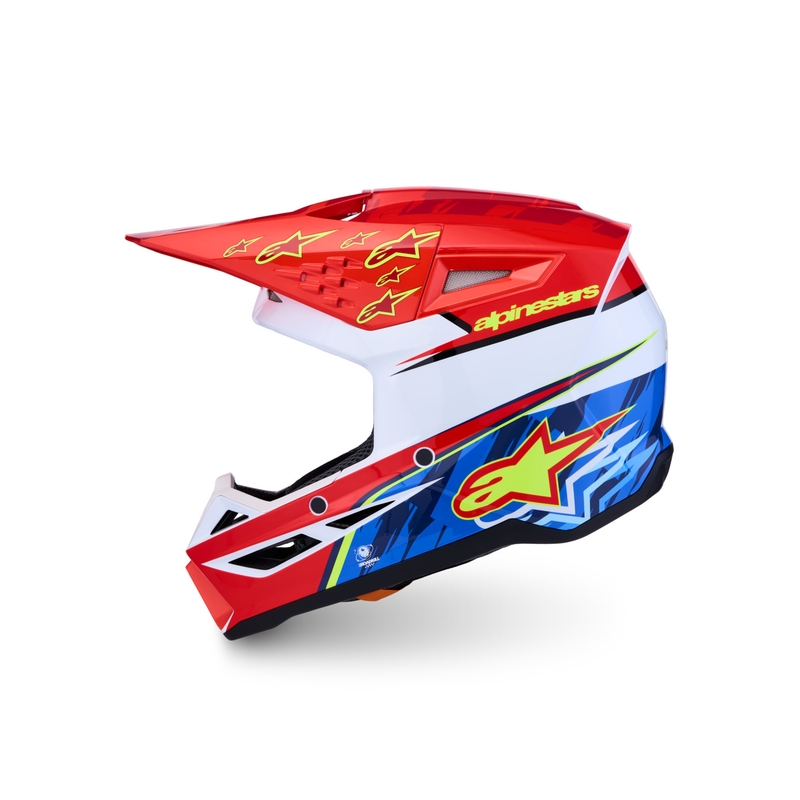 Casco de motocross Alpinestars S-M3 Falcon rojo flúor-blanco