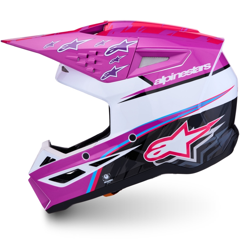 Casco de motocross Alpinestars S-M3 Falcon morado-blanco-rosa flúor