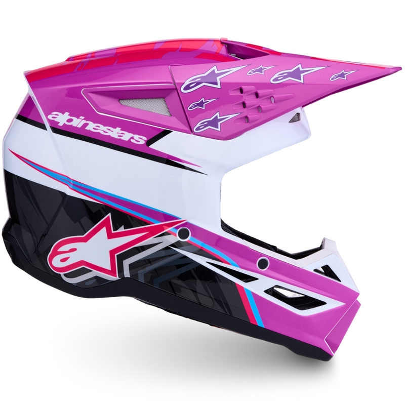 Casco de motocross Alpinestars S-M3 Falcon morado-blanco-rosa flúor
