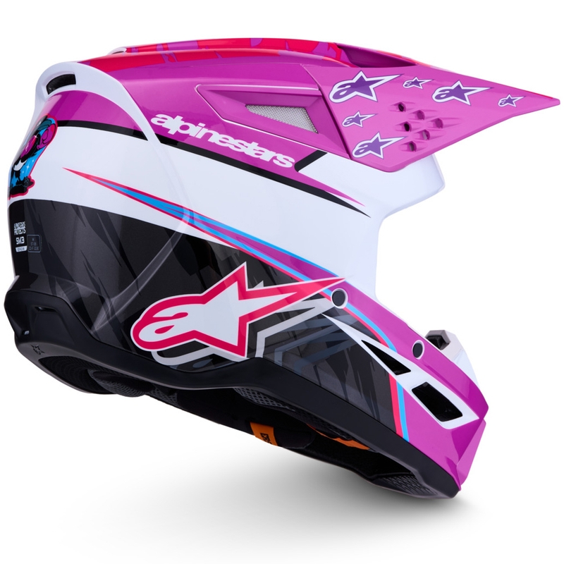 Casco de motocross Alpinestars S-M3 Falcon morado-blanco-rosa flúor