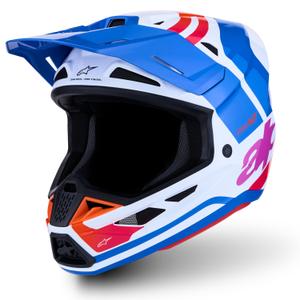Casco de motocross Alpinestars Supertech S-M7 Core blanco-azul-naranja