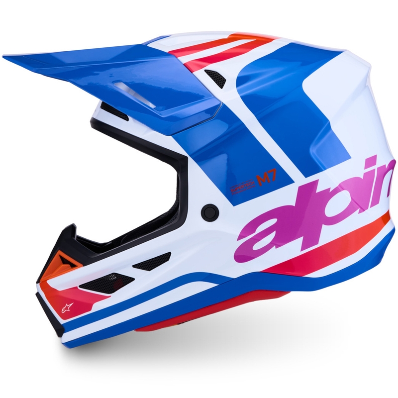 Casco de motocross Alpinestars Supertech S-M7 Core blanco-azul-naranja