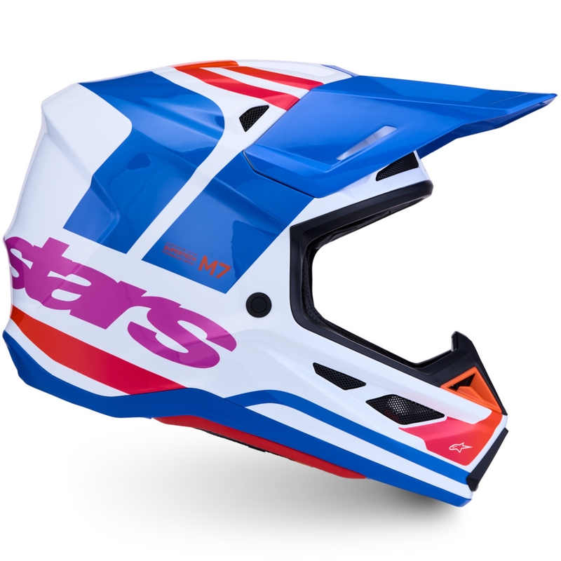 Casco de motocross Alpinestars Supertech S-M7 Core blanco-azul-naranja