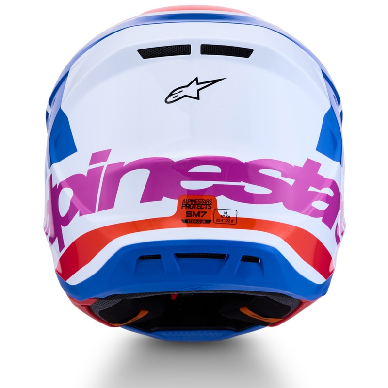 Casco de motocross Alpinestars Supertech S-M7 Core blanco-azul-naranja