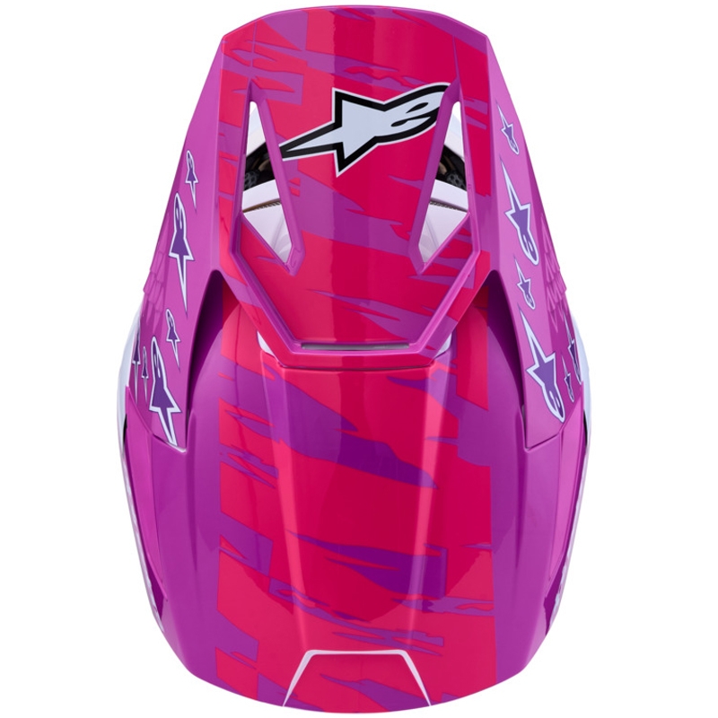 Casco de motocross infantil Alpinestars S-M3 Falcon, color morado, blanco y negro.