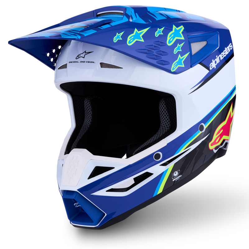 Casco de motocross infantil Alpinestars S-M3 Falcon azul-blanco-negro