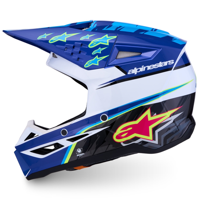 Casco de motocross infantil Alpinestars S-M3 Falcon azul-blanco-negro