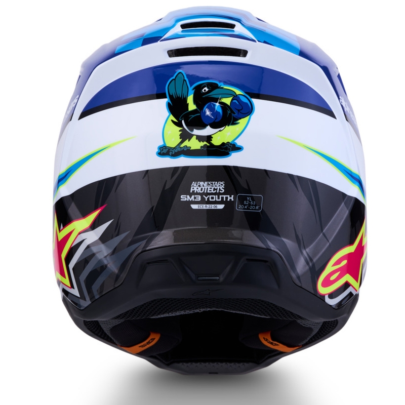 Casco de motocross infantil Alpinestars S-M3 Falcon azul-blanco-negro