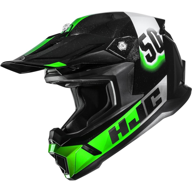 Casco de motocross HJC C50 Dash MC4 negro-verde-blanco