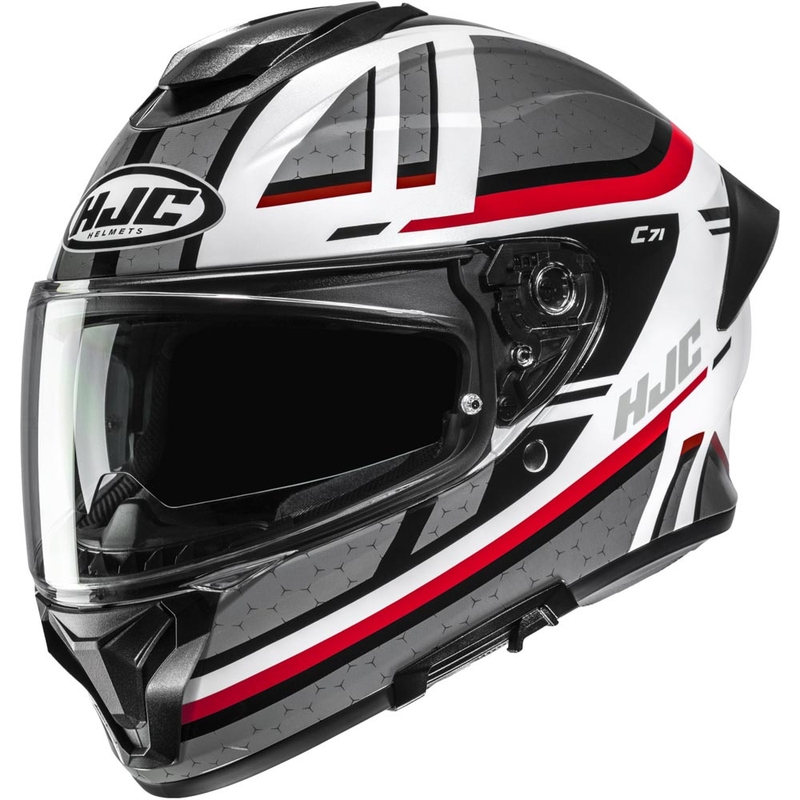 Casco integral de motocicleta HJC C71 Novah MC1 gris-blanco-rojo