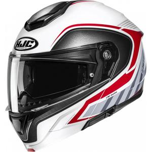Casco de moto abatible HJC C92 Ragna MC1 blanco-gris-rojo