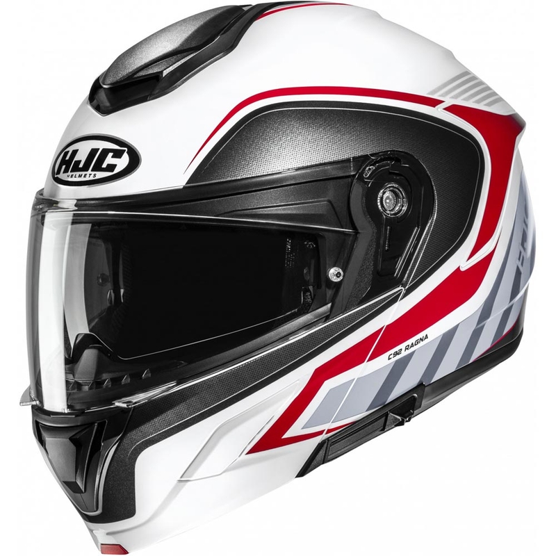 Casco de moto abatible HJC C92 Ragna MC1 blanco-gris-rojo