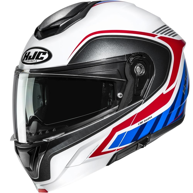 Casco de moto abatible HJC C92 Ragna MC21 blanco-rojo-azul