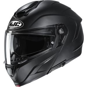 Casco de moto abatible HJC C92, color negro semimate sólido.
