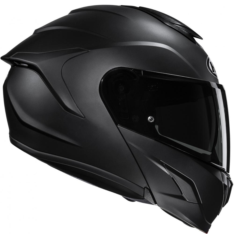 Casco de moto abatible HJC C92, color negro semimate sólido.