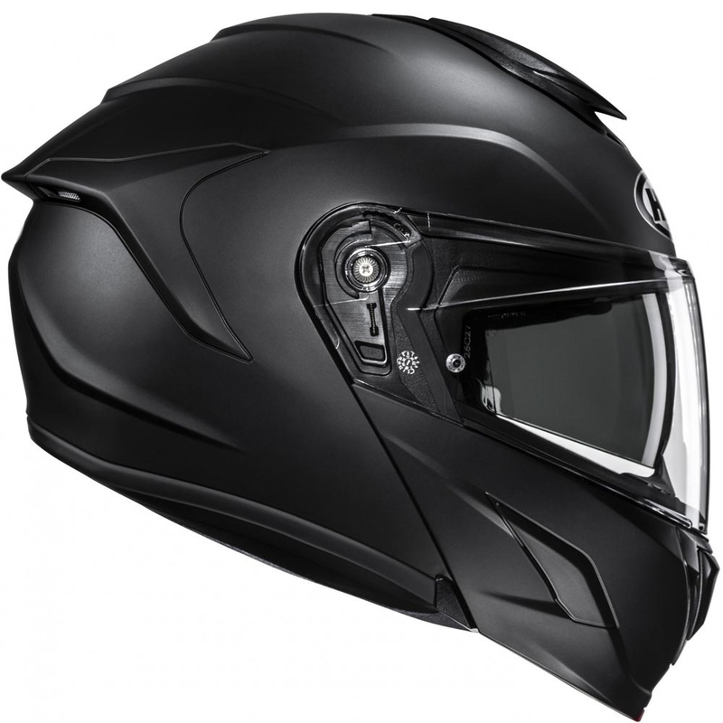 Casco de moto abatible HJC C92, color negro semimate sólido.