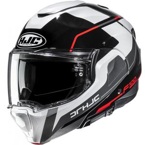 Casco de moto abatible HJC F100 Astra MC1 negro-blanco-rojo-gris