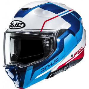Casco de moto abatible HJC F100 Astra MC21 blanco-azul-rojo