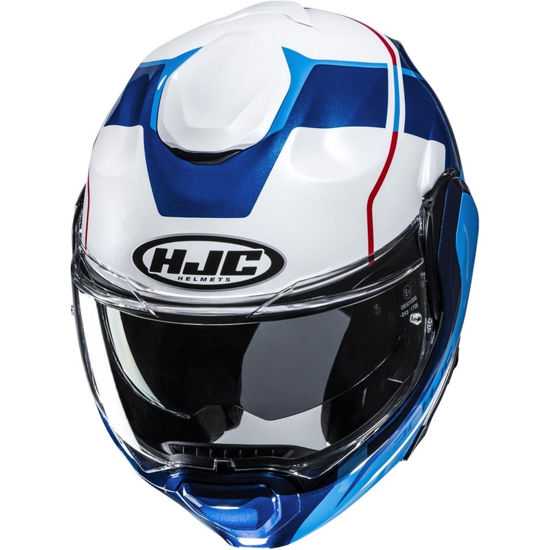 Casco de moto abatible HJC F100 Astra MC21 blanco-azul-rojo