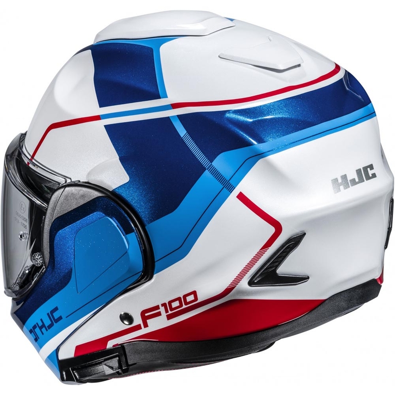 Casco de moto abatible HJC F100 Astra MC21 blanco-azul-rojo