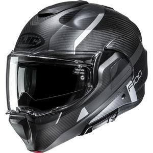 Casco de moto abatible HJC F100 Carbon Askan MC5SF negro-gris-plata