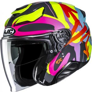 Casco de motocicleta abierto HJC F31 Sora MC38 de color negro