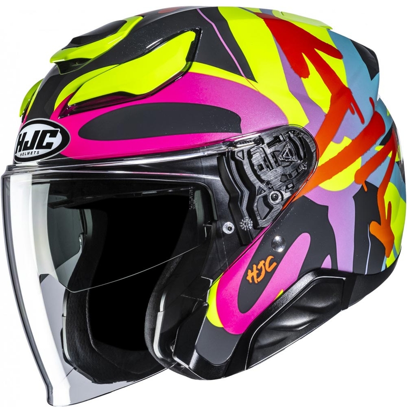 Casco de motocicleta abierto HJC F31 Sora MC38 de color negro