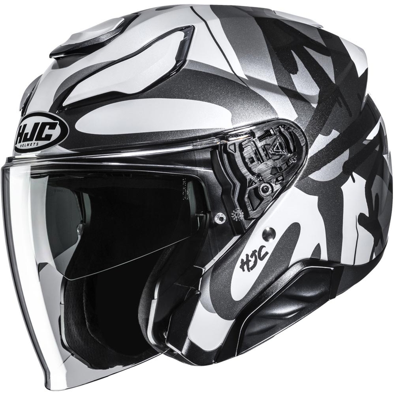 Casco de moto abierto HJC F31 Sora MC5 negro-gris-blanco