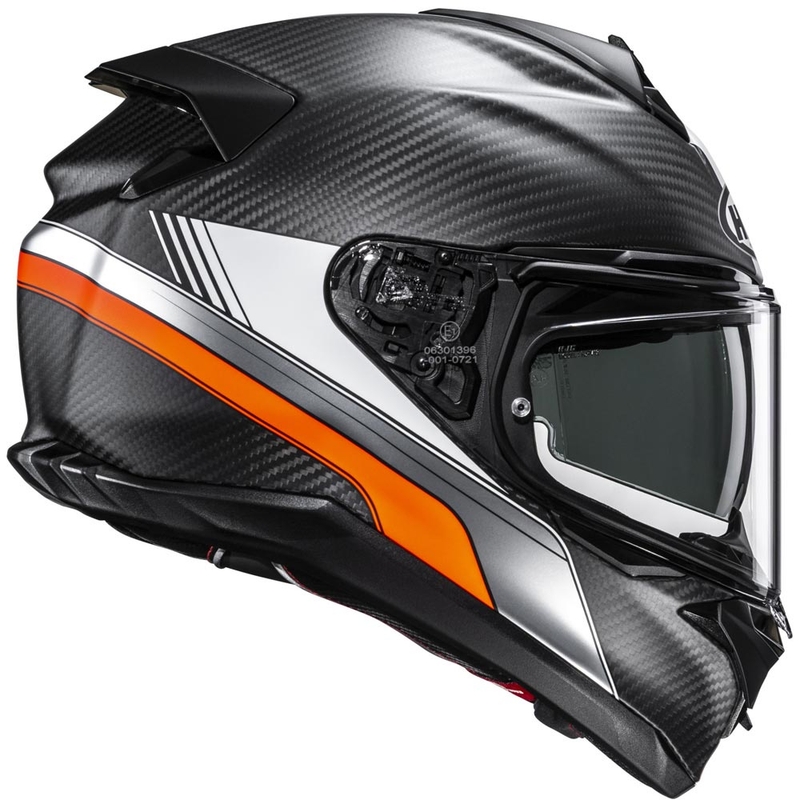 Casco integral de moto HJC F72 Carbon Eos MC6HSF negro-naranja