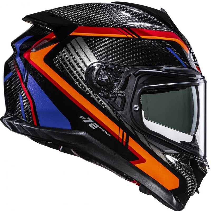 Casco integral de motocicleta HJC F72 Carbon Kairo MC8 negro-naranja-rojo-morado