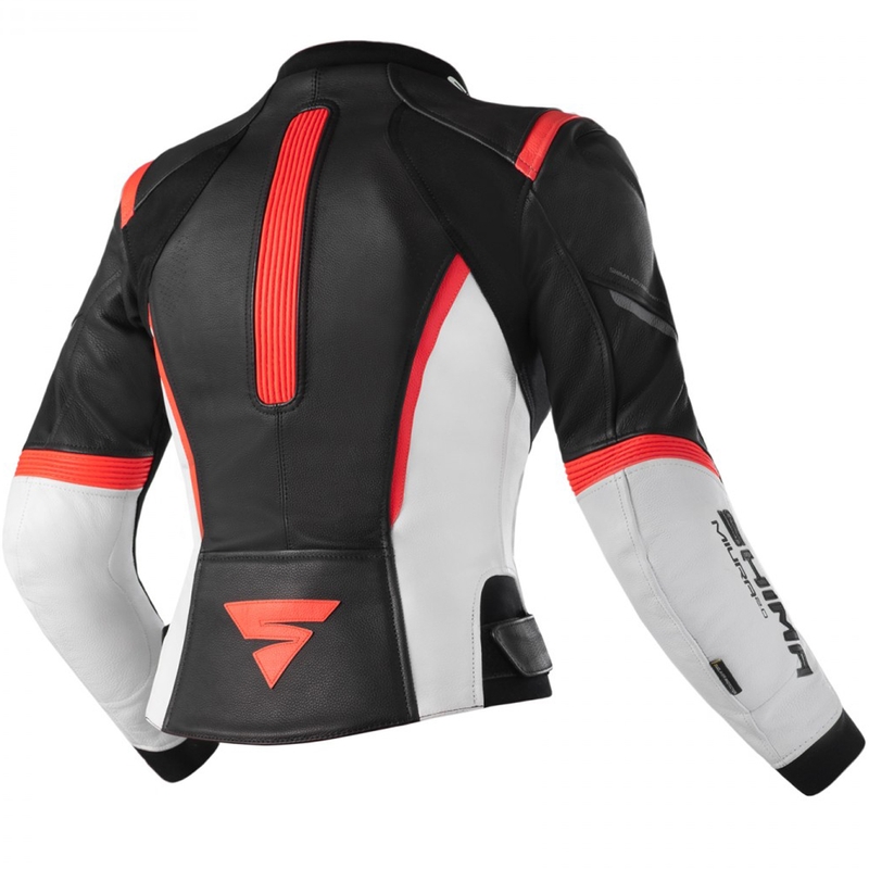 Chaqueta de moto Shima Miura 2.0 Negro-Blanco-Rojo Flúo para mujer