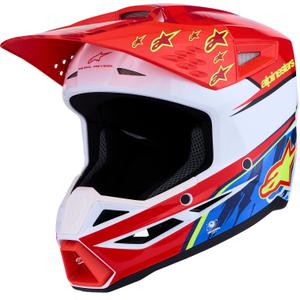 Casco de motocross Alpinestars S-M3 Falcon rojo flúor-blanco