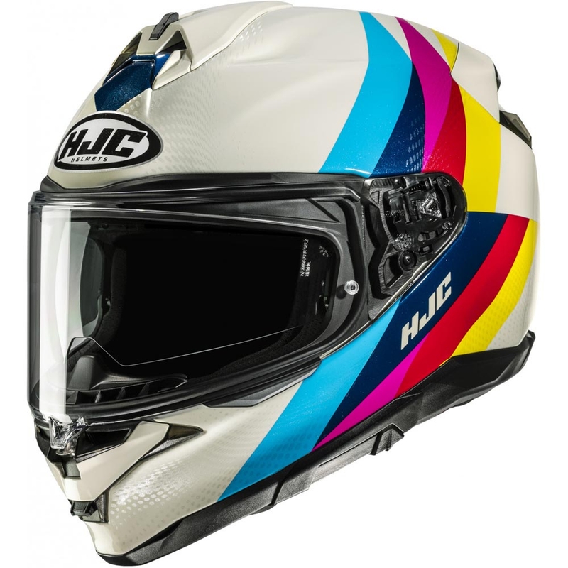 Casco integral de motocicleta HJC F72 Racero MC23 de color blanco.