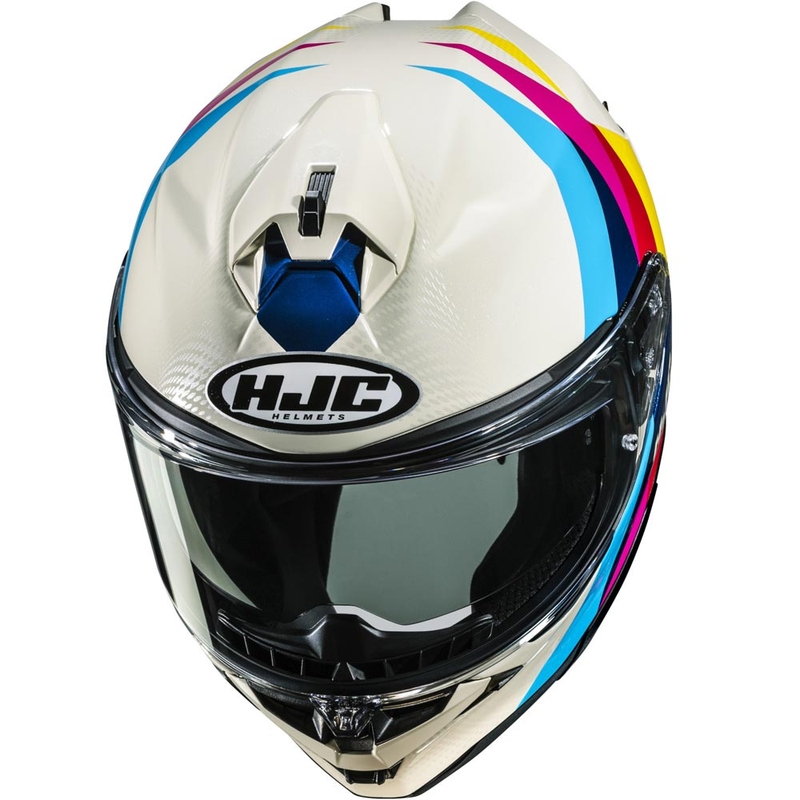 Casco integral de motocicleta HJC F72 Racero MC23 de color blanco.