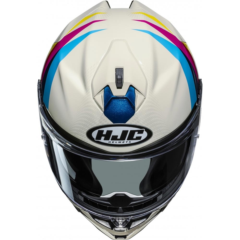 Casco integral de motocicleta HJC F72 Racero MC23 de color blanco.