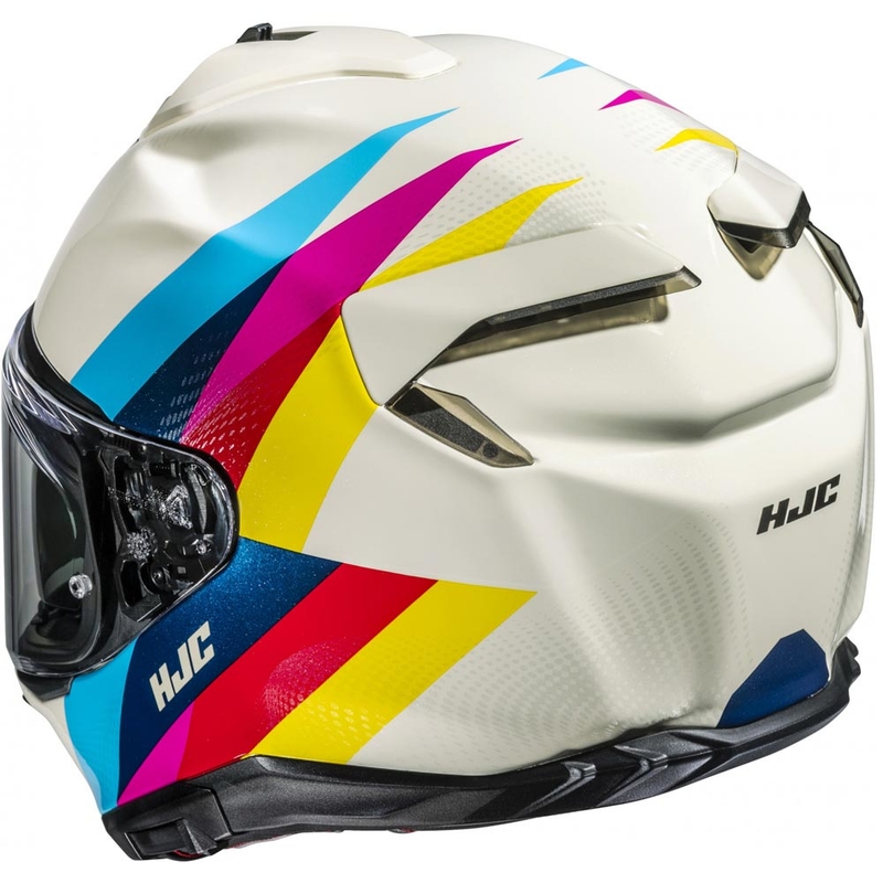 Casco integral de motocicleta HJC F72 Racero MC23 de color blanco.