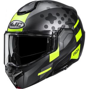 Casco de moto abatible HJC i101 Astel MC3HSF negro-gris-amarillo flúor
