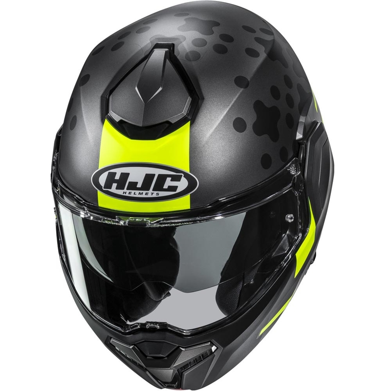 Casco de moto abatible HJC i101 Astel MC3HSF negro-gris-amarillo flúor