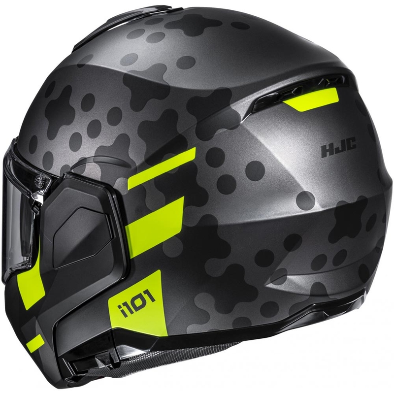 Casco de moto abatible HJC i101 Astel MC3HSF negro-gris-amarillo flúor