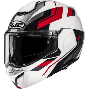 Casco de moto abatible HJC i101 Krone MC1 blanco-negro-rojo