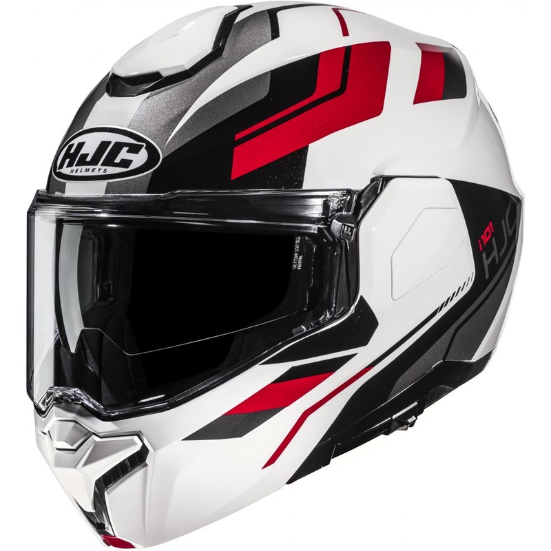 Casco de moto abatible HJC i101 Krone MC1 blanco-negro-rojo