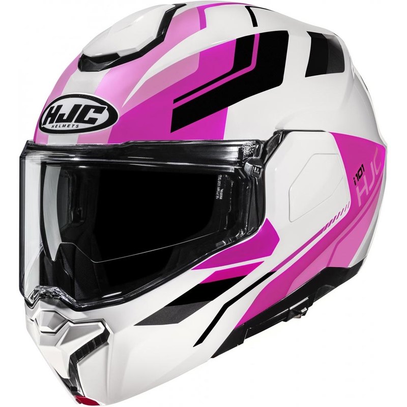 Casco de moto abatible HJC i101 Krone MC8 blanco-rosa-negro