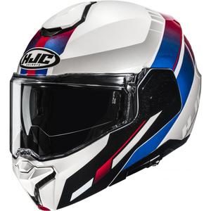 Casco de moto abatible HJC i101 Mira MC21 blanco-azul-rojo