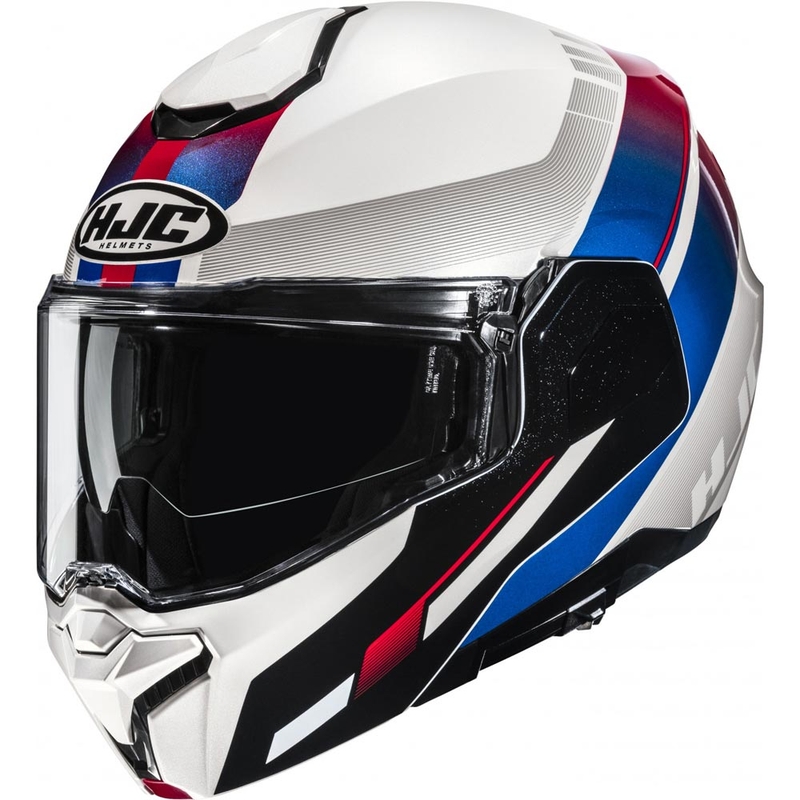 Casco de moto abatible HJC i101 Mira MC21 blanco-azul-rojo
