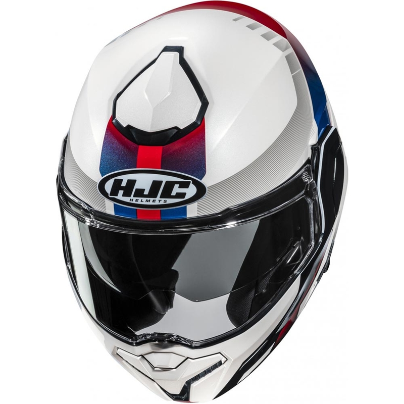 Casco de moto abatible HJC i101 Mira MC21 blanco-azul-rojo