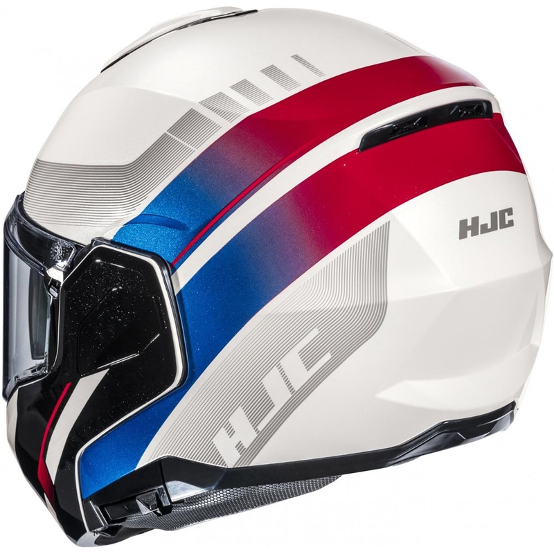 Casco de moto abatible HJC i101 Mira MC21 blanco-azul-rojo