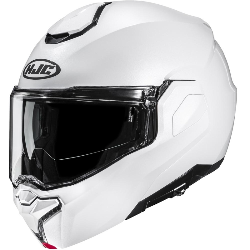 Casco de moto abatible HJC i101 Solid, color blanco perla.