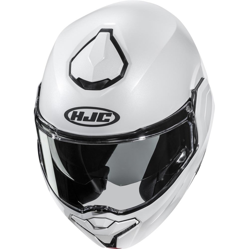Casco de moto abatible HJC i101 Solid, color blanco perla.